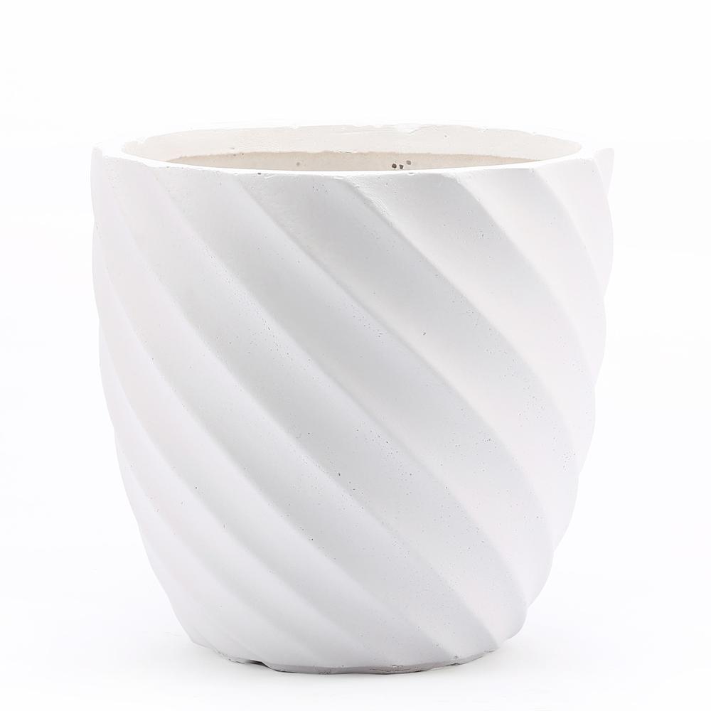 LuxenHome White MgO Swirl Round Planter