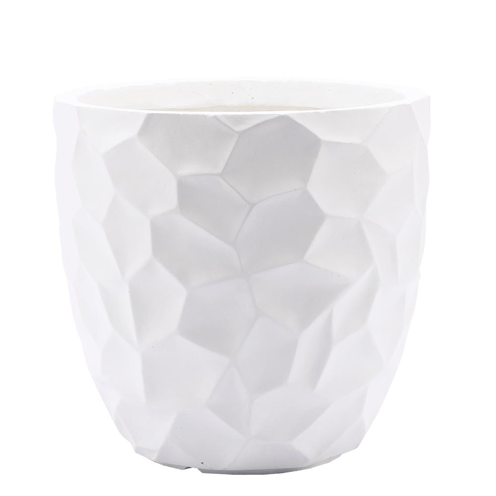 LuxenHome White MgO Geometric Round Planter