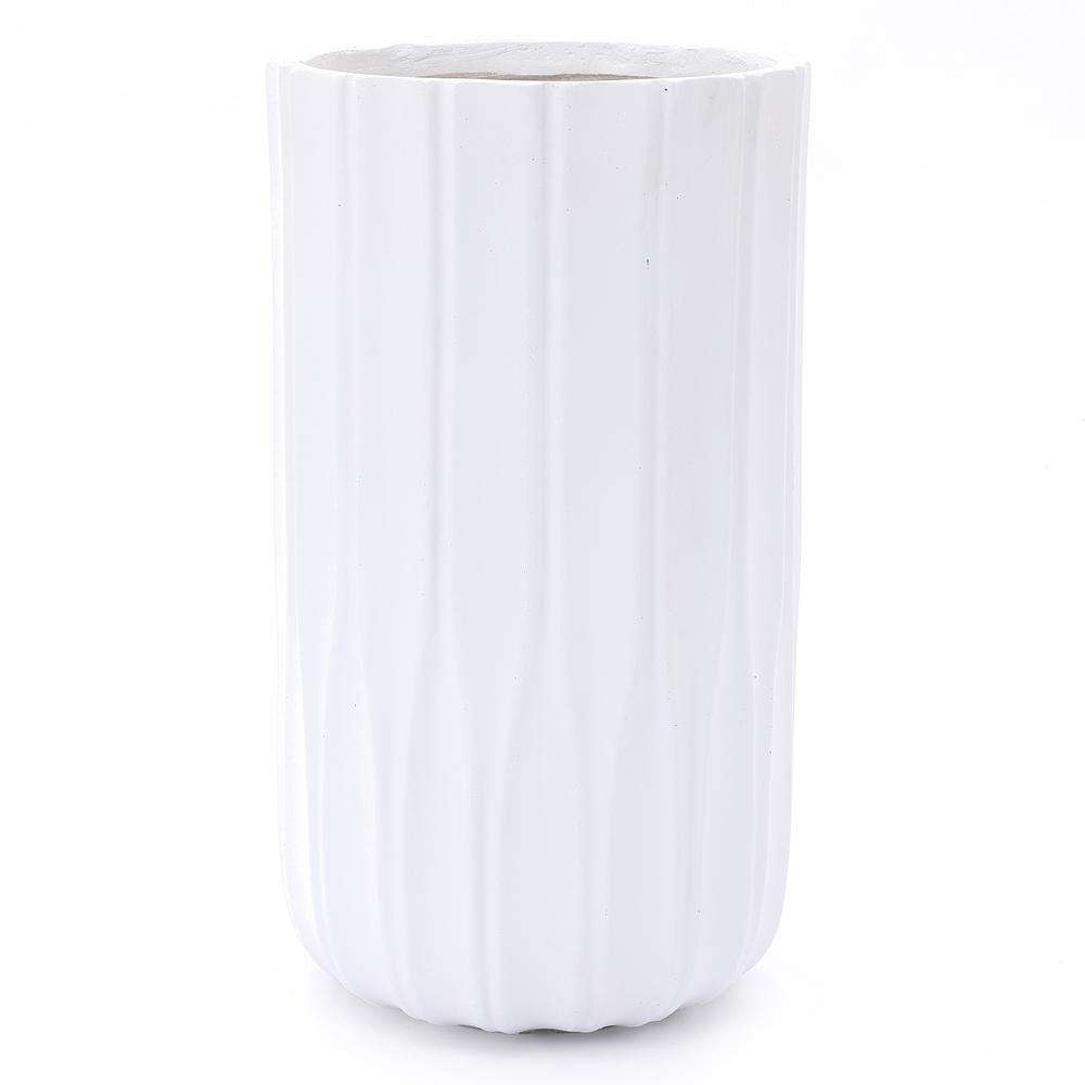 White MgO 21.56-in Tall Round Planter