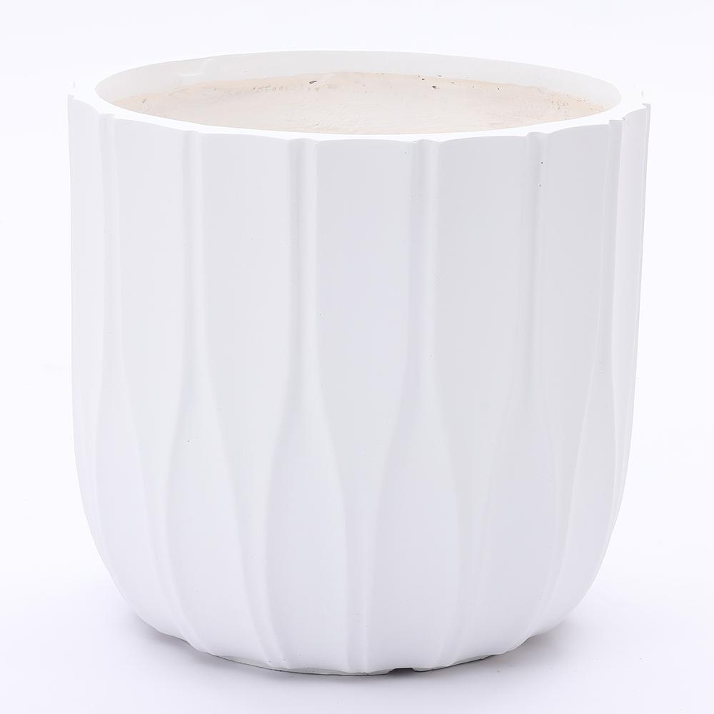 White MgO 14.5-in Round Planter