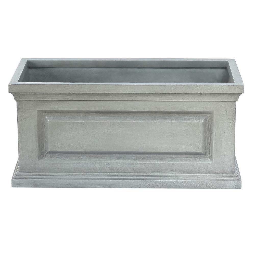 Gray Rectangular MgO Box Planter