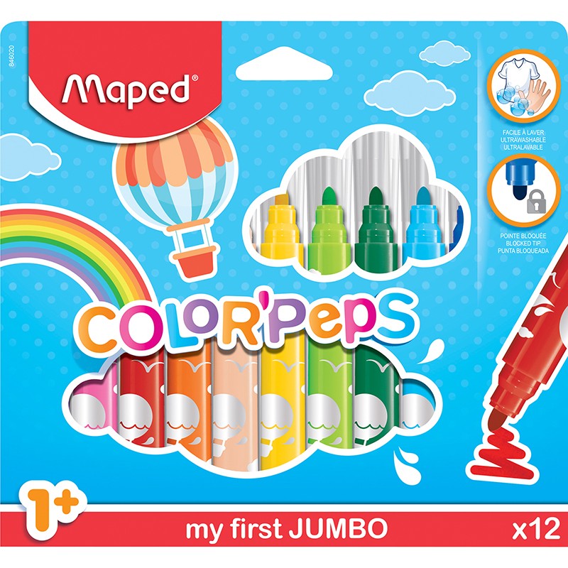 Color'Peps My First Safety Tip Ultrawashable Markers, Pack of 12