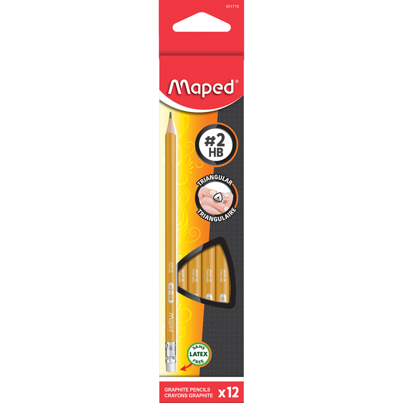 Essentials Yellow Triangular Graphite #2 Pencils, Pack of 12