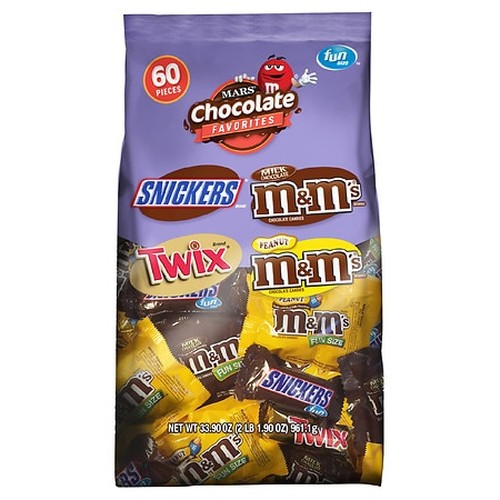 Chocolate Favorites Fun Size Variety Mix, Assorted, 33.9 oz Bag, Free Delivery in 1-4 Business Days