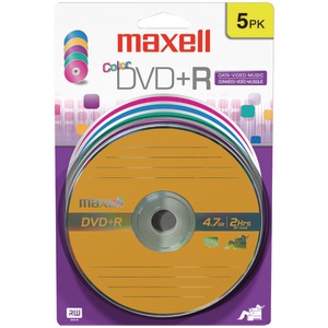 Maxell 639031 4.7GB 120-Minute DVD+Rs (5 pk; Color Carded)