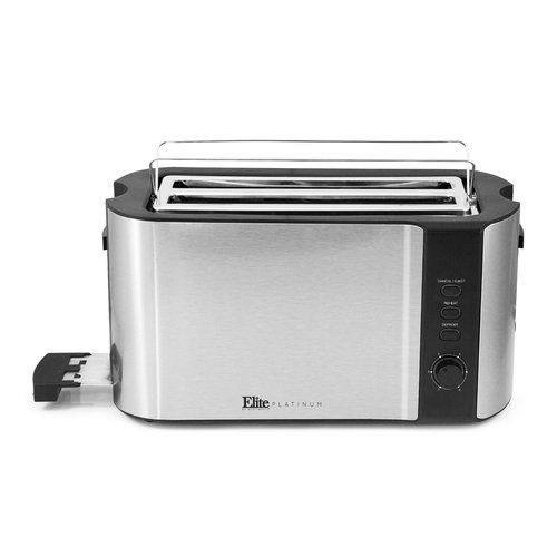 Elite Cuisine ECT-3100 Stainless Steel 4 Slice Long Toaster