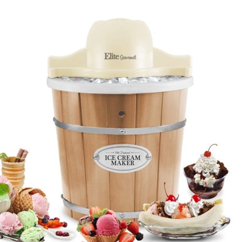 Elite Gourmet EIM-924L Old Fashioned Pine Bucket Electric Ice