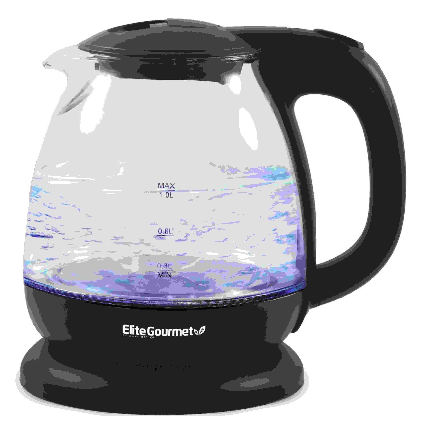 Elite EKT1001 Black 1L Electric Glass Water Kettle