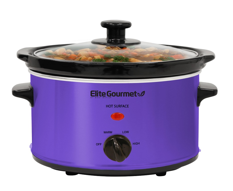 Elite MST-275XPX Purple 2 Qt Oval Slow Cooker