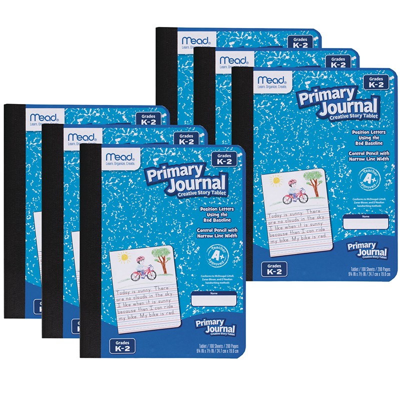 Primary Journal Half Page Ruled, 100 Sheets Per Book, Pack of 6