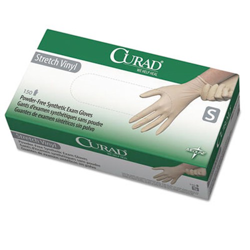 Stretch Vinyl Exam Gloves, Powder-Free, Small, 150/Box