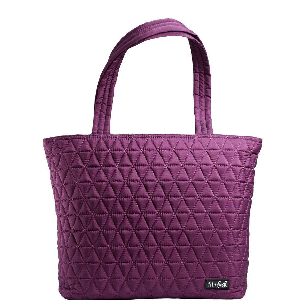 Fit & Fresh Plum Quilted Tote Bag With Lunch