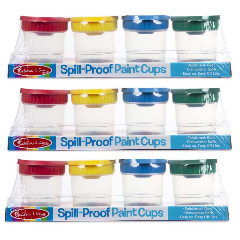 Spill-Proof Paint Cups, 4 Per Set, 3 Sets