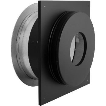 6" Dura-Vent Dura/Plus Wall Thimble, Galvanized Steel Painted Black,With Trim