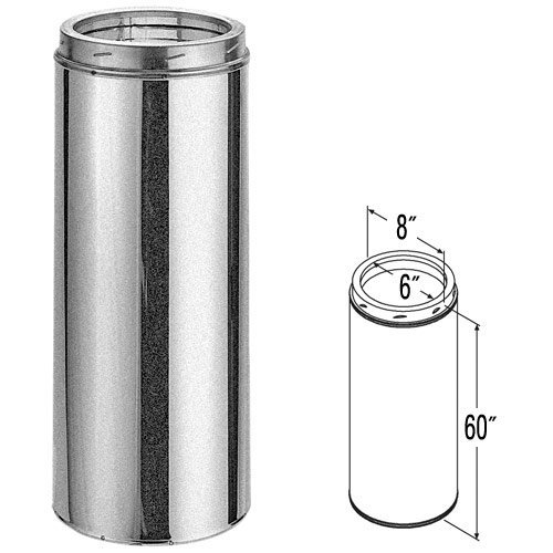 6" Duravent DuraTech Factory-Built Double-Wall Galvalume 60" Long Pipe Length - 6DT-60CF