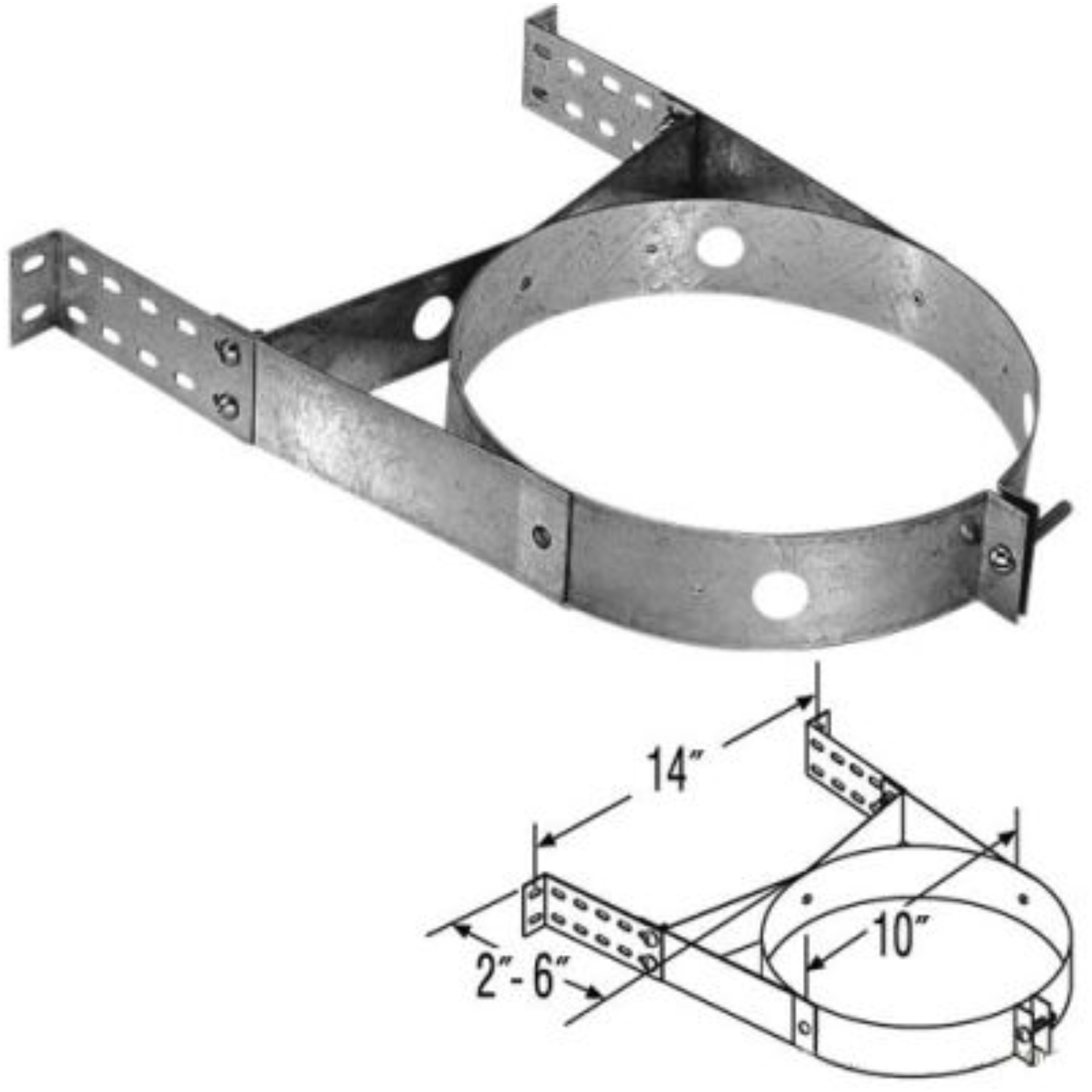 6" & 8" Duravent DuraTech Adjustable Galvalume Wall Strap - 6DT-AWS