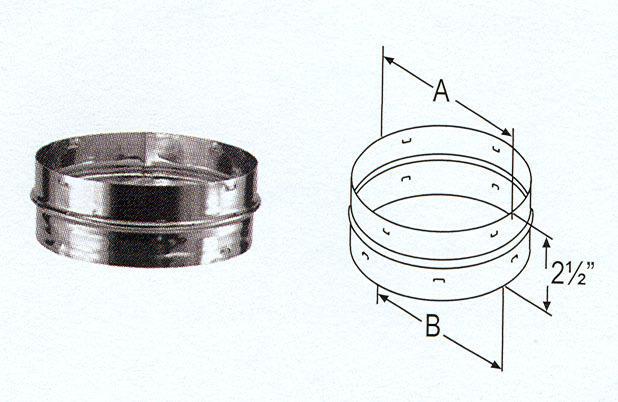 6" DuraTech Stainless Steel Chimney Adaptor with Trim - 6DVL-ADC