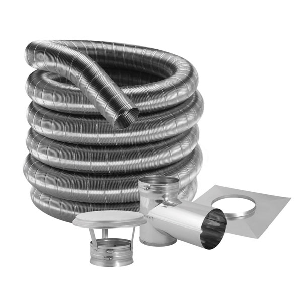 4" X 25' DuraFlex 304-Alloy Stainless Steel Tee Liner Kit - 4DF304-25KT