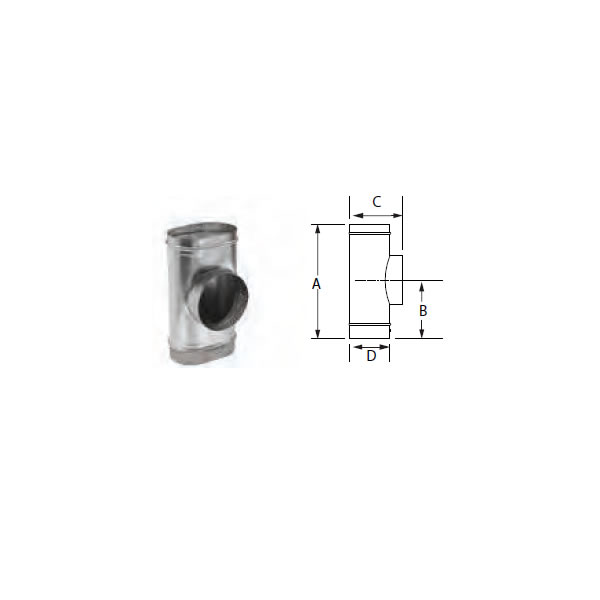 6" Duraliner Oval Tee with Round Branch - 6DLR-OTRB