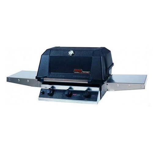 MHP Head-LP/Electronic Ignition/2 Drop down folding Shelves/3 Cast Stainless Steel burners & Heat Plates/Grill area 642