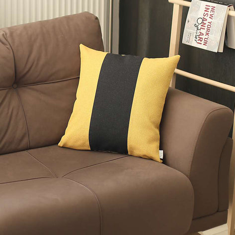 Boho-Chic Decorative Jacquard Throw Pillow Covers 18"x18" Yellow-Black
