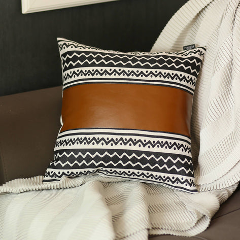 Decorative Bohemian Vegan Faux Leather Throw Pillow