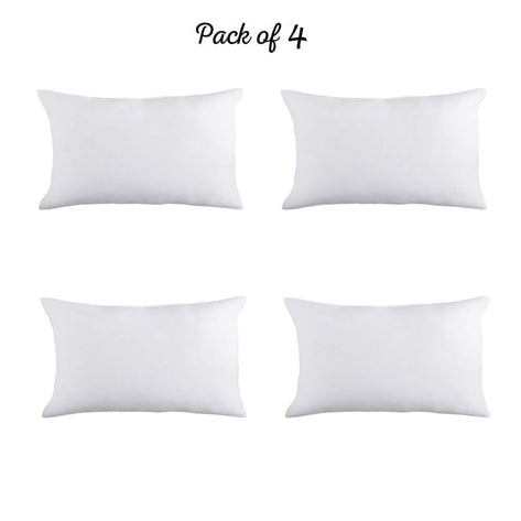 Ecofriendly Cotton Throw Pillow Insert - 12"x20"White - Set of 4