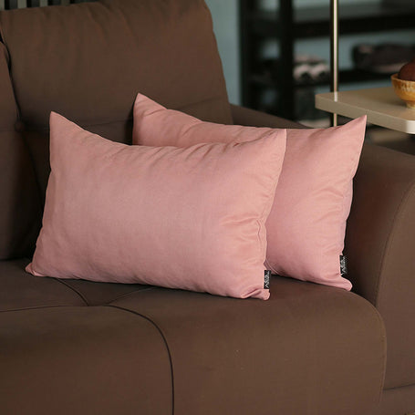 Farmhouse Square and Lumbar Solid Color Throw Pillow Covers Set of 2 12"x20" Light Pink