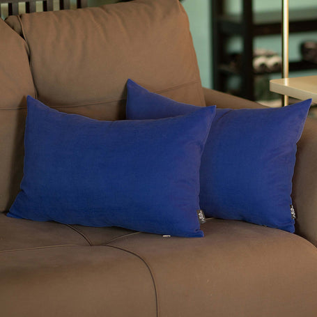 Farmhouse Square and Lumbar Solid Color Throw Pillow Covers Set of 2 12"x20" Sapphire Blue