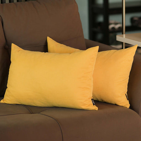 Farmhouse Square and Lumbar Solid Color Throw Pillow Covers Set of 2 12"x20" Yellow