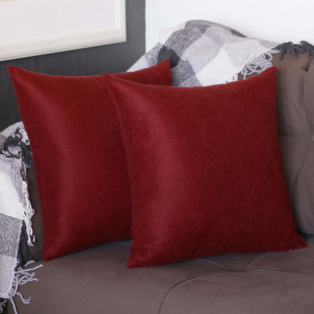 Farmhouse Square and Lumbar Solid Color Throw Pillow Covers Set of 2 16"x16" Claret Red