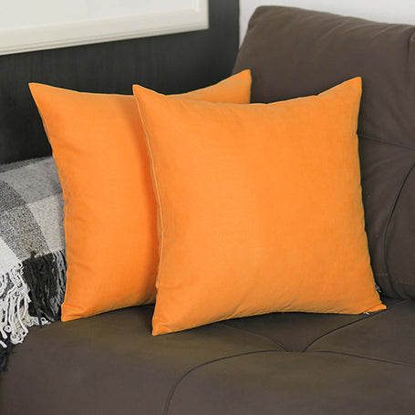 Farmhouse Square and Lumbar Solid Color Throw Pillow Covers Set of 2 18"x18" Orange