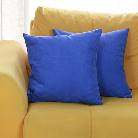 Farmhouse Square and Lumbar Solid Color Throw Pillow Covers Set of 2 18"x18" Sapphire Blue