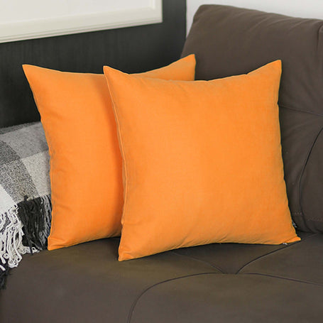 Farmhouse Square and Lumbar Solid Color Throw Pillow Covers Set of 2 20"x20" Orange