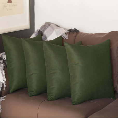 Farmhouse Square and Lumbar Solid Color Throw Pillow Covers Set of 4 16"x16" Fern Green