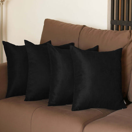 Farmhouse Square and Lumbar Solid Color Throw Pillow Covers Set of 4 16"x16" Black