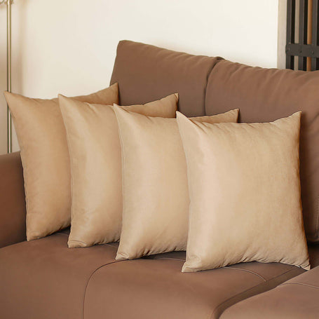 Farmhouse Square and Lumbar Solid Color Throw Pillow Covers Set of 4 16"x16" Beige