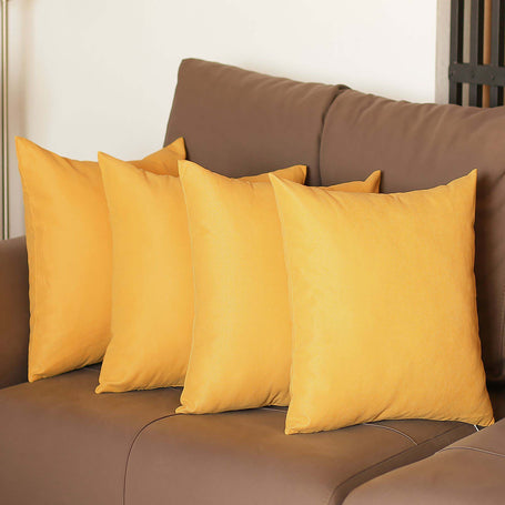 Farmhouse Square and Lumbar Solid Color Throw Pillow Covers Set of 4 16"x16" Yellow