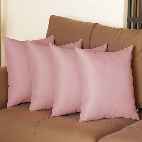 Farmhouse Square and Lumbar Solid Color Throw Pillow Covers Set of 4 18"x18" Light Pink