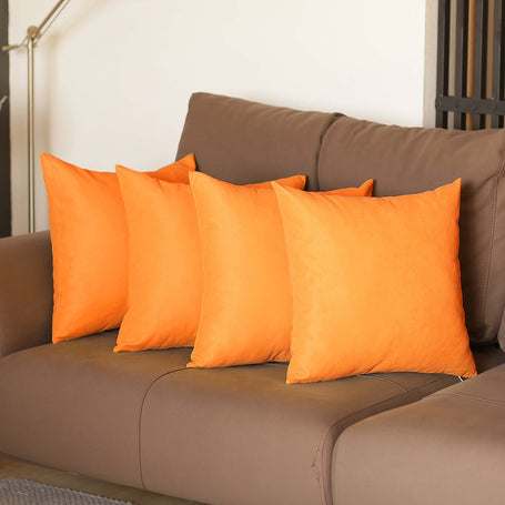 Farmhouse Square and Lumbar Solid Color Throw Pillow Covers Set of 4 18"x18" Orange