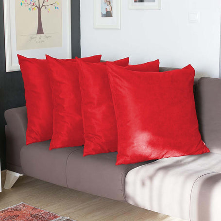 Farmhouse Square and Lumbar Solid Color Throw Pillow Covers Set of 4 22"x22" Red
