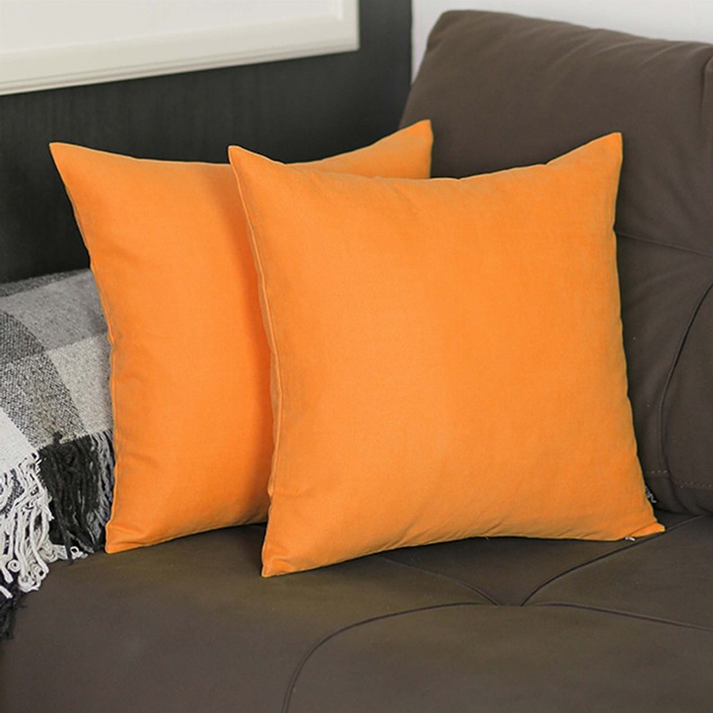 Farmhouse Square and Lumbar Solid Color Throw Pillows Set of 2 20"x20" Orange