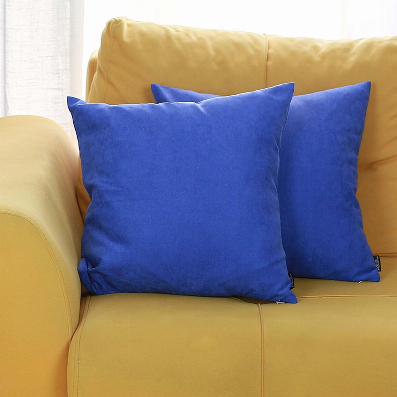 Farmhouse Square and Lumbar Solid Color Throw Pillows Set of 2 20"x20" Sapphire Blue