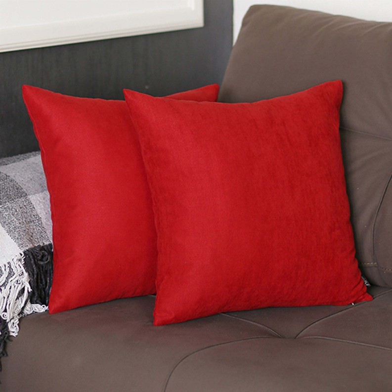 Farmhouse Square and Lumbar Solid Color Throw Pillows Set of 2 20"x20" Red