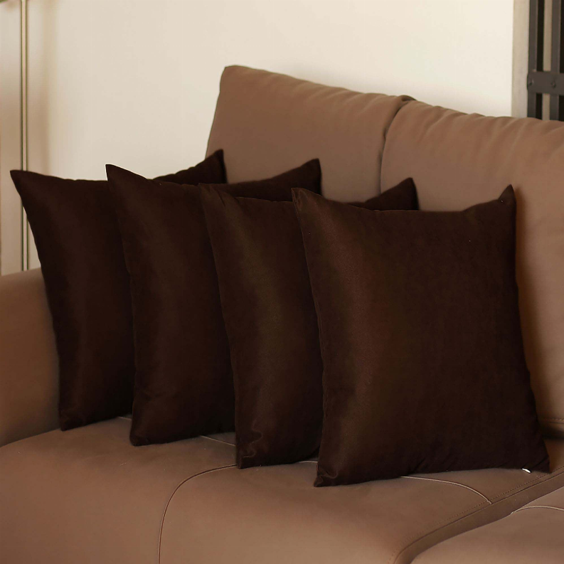 Farmhouse Square and Lumbar Solid Color Throw Pillows Set of 4 18"x18" Brown