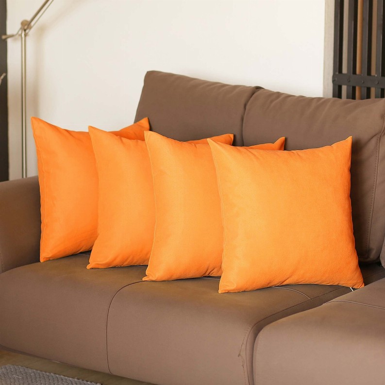 Farmhouse Square and Lumbar Solid Color Throw Pillows Set of 4 18"x18" Orange