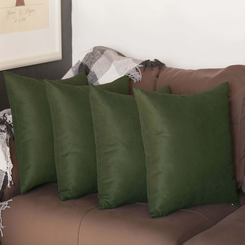 Farmhouse Square and Lumbar Solid Color Throw Pillows Set of 4 18"x18" Fern Green