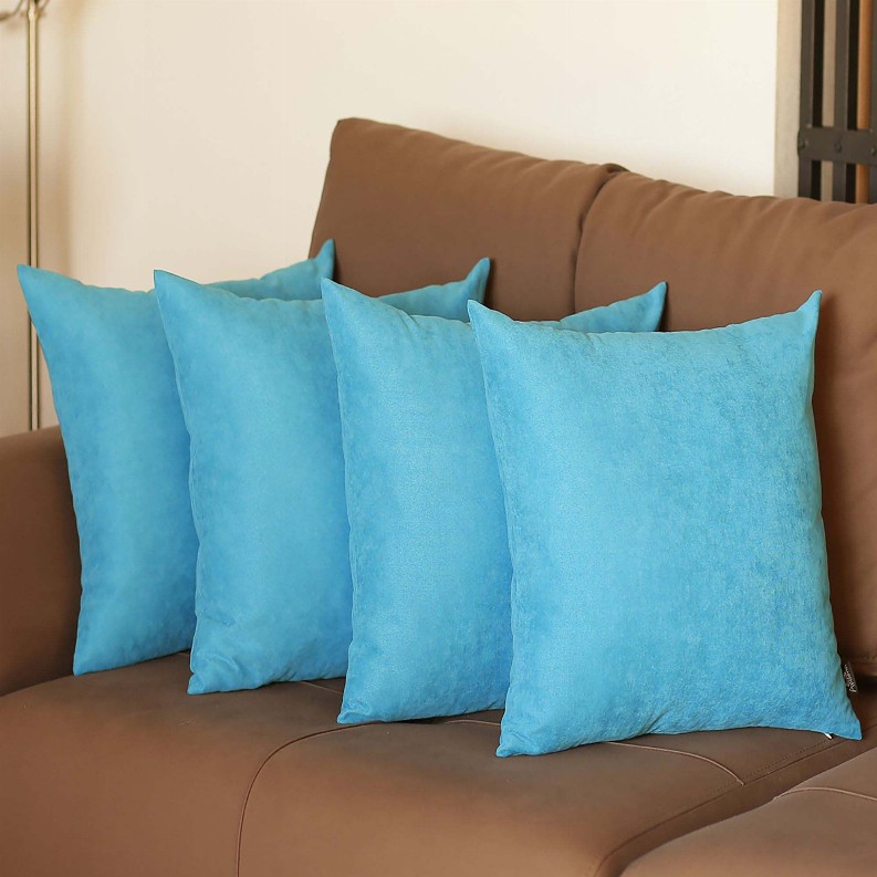Farmhouse Square and Lumbar Solid Color Throw Pillows Set of 4 18"x18" Sky Blue