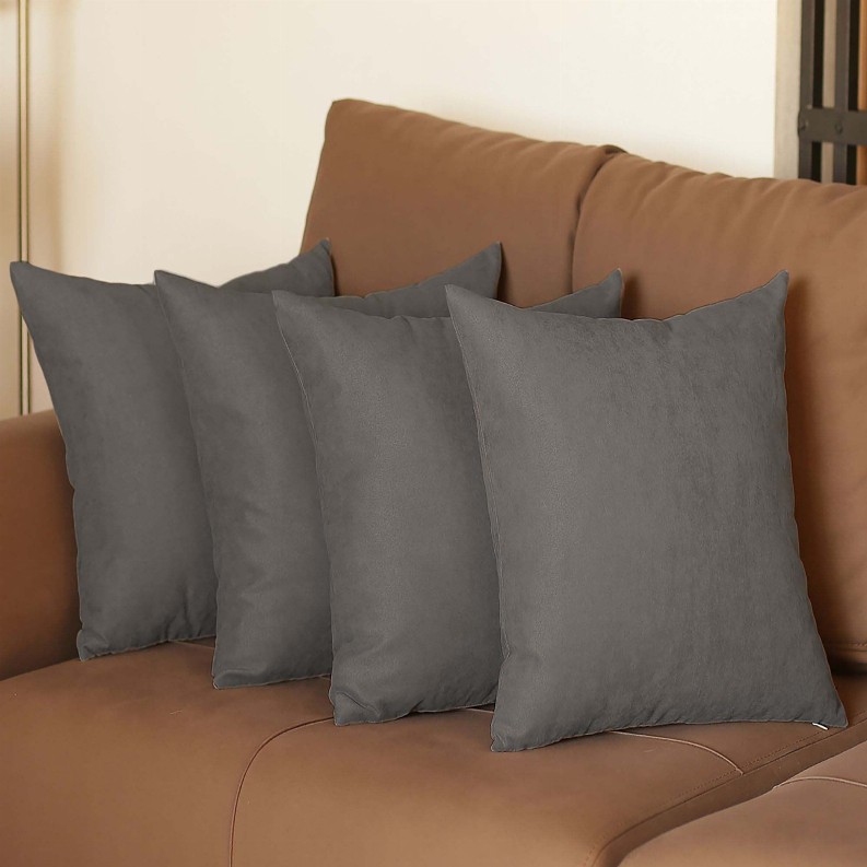 Farmhouse Square and Lumbar Solid Color Throw Pillows Set of 4 18"x18" Grey