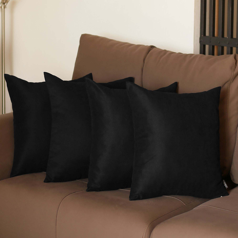 Farmhouse Square and Lumbar Solid Color Throw Pillows Set of 4 18"x18" Black
